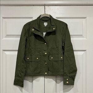 J Crew Factory Twill Utility Jacket Womens Green Size Small Petite SP